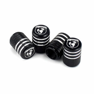 Abarth Black Laser Engraved Tire Valve Caps