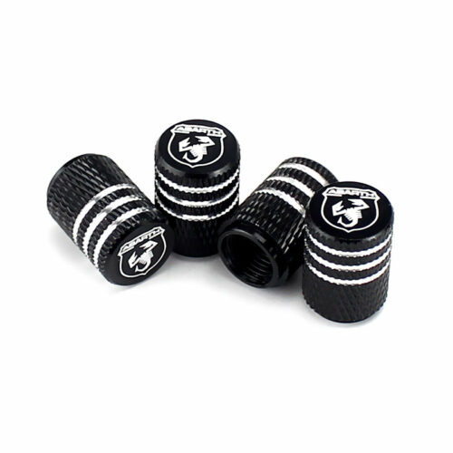 Abarth Black Laser Engraved Tire Valve Caps – Extra Spare Cap Total 5 Caps