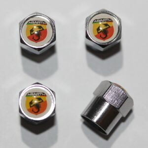 Abarth White Tire Valve Stem Caps