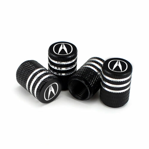 Acura Black Laser Engraved Tire Valve Caps – Extra Spare Cap Total 5 Caps