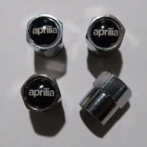 Aprilia Black Tire Valve Caps - Plus Free Extra Cap