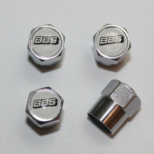 BBS White Tire Valve Caps – Plus Free Extra Cap