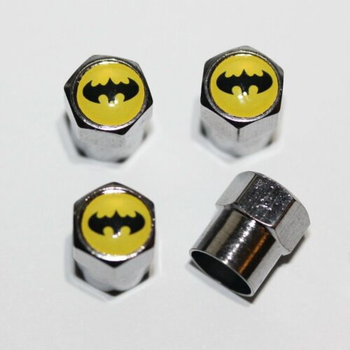 Batman Yellow Tire Air Valve Stem Caps – Plus Free Extra Cap