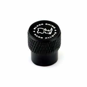 Black Rhino Laser Engraved on Black Tire Valve Caps