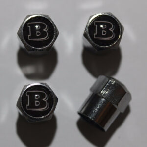 Brabus Black Logo Tire Valve Stem Caps - Plus Free Extra Cap