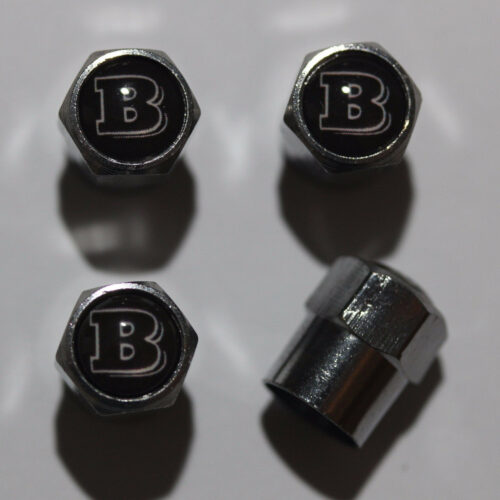 Brabus Black Logo Tire Valve Stem Caps – Plus Free Extra Cap