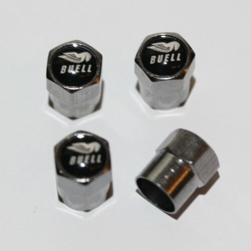 Buell Black Motorcycle Tire Valve Caps – Plus Free Extra Cap