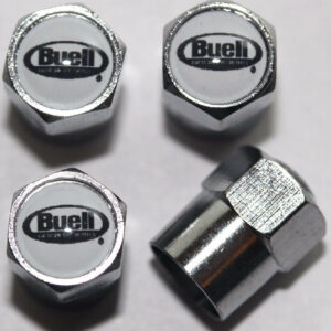 Buell White Motorcycle Tire Valve Stem Caps - Plus Free Extra Cap