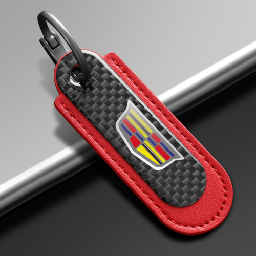 Cadillac V Series Carbon Fiber With Red Leather Keychain