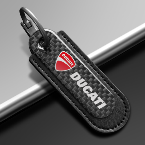 Ducati Carbon Fiber With Black Leather Keychain