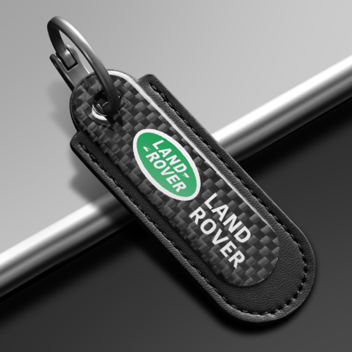 Land Rover Carbon Fiber With Black Leather Keychain