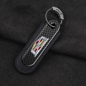 Cadillac Carbon Fiber With Black Leather Keychain