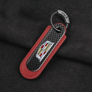 Cadillac Carbon Fiber With Red Leather Keychain