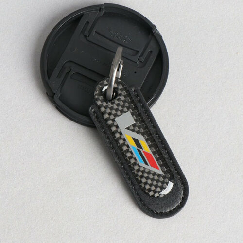 Cadillac V Series Carbon Fiber With Black Leather Keychain