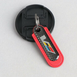 Cadillac V Series Carbon Fiber With Red Leather Keychain