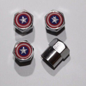 Captain America Tire Air Valve Stem Caps - Plus Free Extra Cap