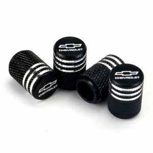 Chevrolet Black Laser Engraved Tire Valve Caps