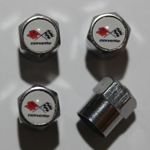 Chevrolet Corvette C3 White Tire Valve Caps – Free Extra Cap