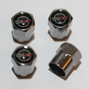 Chevrolet Corvette C4 Black Tire Valve Caps - Plus Free  Cap