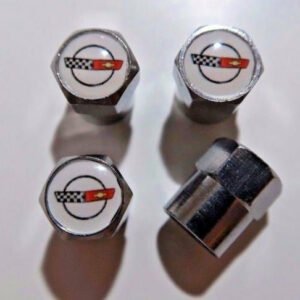 Chevrolet Corvette C4 White Tire Valve Caps -  Free Extra Cap