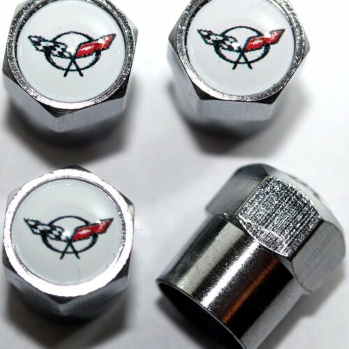 Chevrolet Corvette C5 White Tire Valve Caps – Free Extra Cap