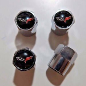 Chevrolet Corvette C6 Black Tire Valve Caps -  Free Extra Cap