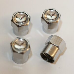 Chevrolet Corvette C7 Silver Tire Valve Caps -Free Extra Cap
