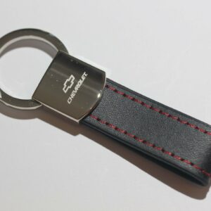 Chevrolet Leather Chrome Red Stitches Key Chain