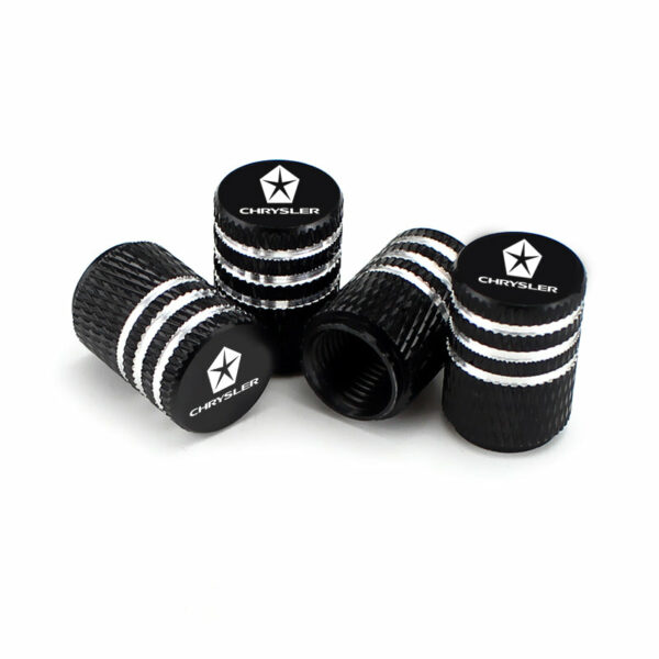 Chrysler Black Laser Engraved Tire Valve Caps