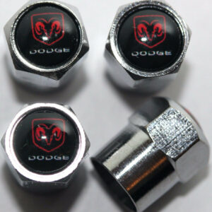 Dodge Black Tire Valve Caps - Plus Free Extra Cap