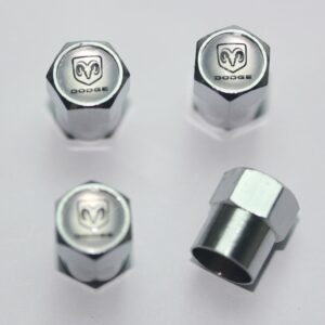 Dodge Silver Tire Valve Caps - Plus Free Extra Cap