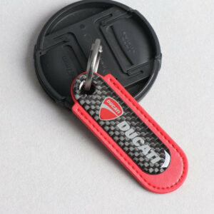 Ducati Carbon Fiber With Red Leather Keychain