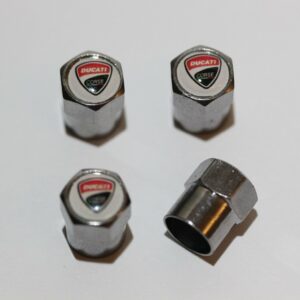 Ducati Corse White Tire Valve Stem Caps - Plus Free Extra Cap