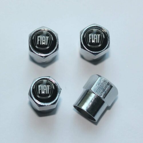 Fiat Black Tire Valve Caps – Plus Free Extra Cap