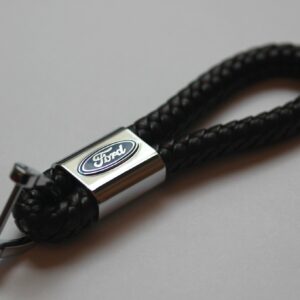 Ford Leather Chrome Keychain With 3 Color Choices