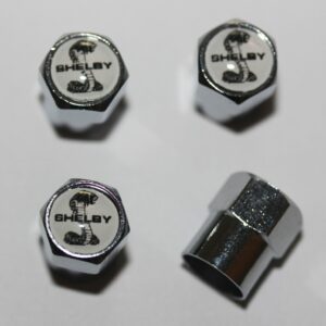 Ford Mustang Shelby Cobra White Tire Valve Stem Caps