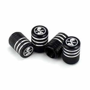 Ford Shelby Cobra Black Laser Engraved Tire Valve Caps
