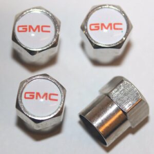 GMC White Tire Valve Caps - Plus Free Extra Cap