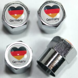 Germany Flag Tire Valve Stem Caps - Plus Free Extra Cap