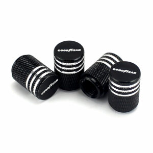 Goodyear Black Laser Engraved Tire Valve Caps-