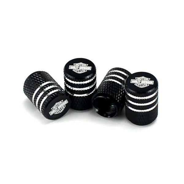 Harley Davidson Black Laser Engraved Tire Valve Caps