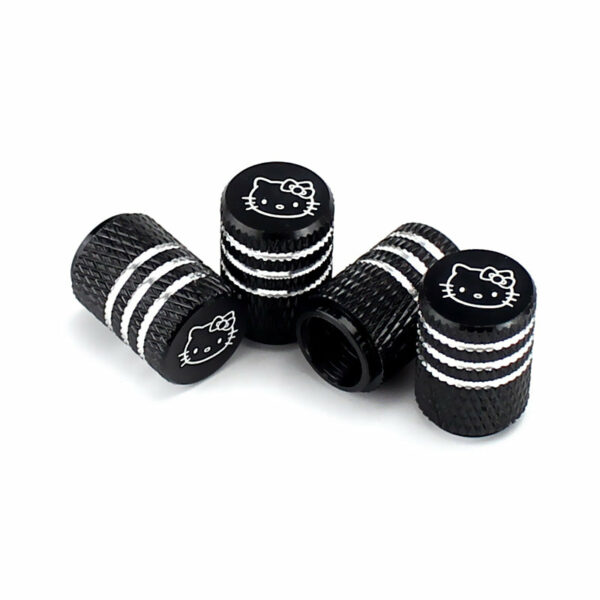 Hello Kitty Black Laser Engraved Tire Valve Caps