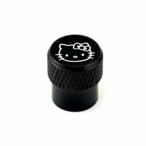 Hello Kitty Laser Engraved on Black Tire Valve Caps - Extra Spare Cap Total 5 Caps