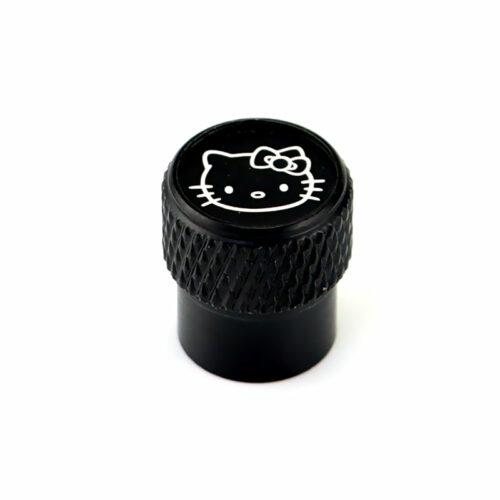 Hello Kitty Laser Engraved on Black Tire Valve Caps – Extra Spare Cap Total 5 Caps