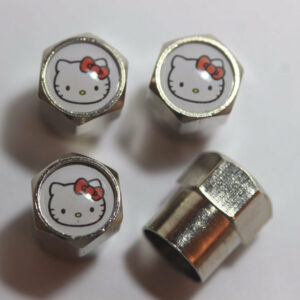 Hello Kitty White Tire Valve Caps - Plus Free Extra Cap