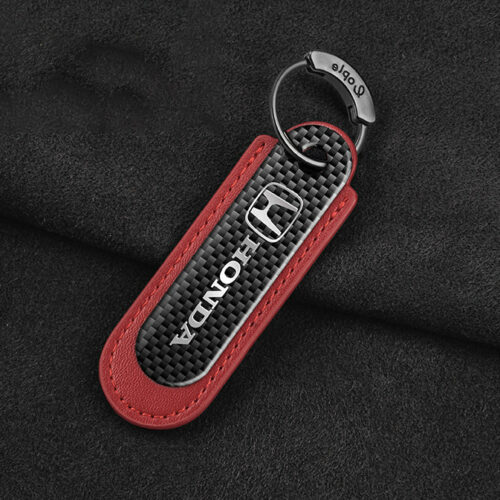 Honda Carbon Fiber With Red Leather Keychain