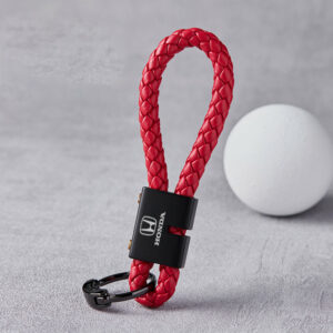 Honda Red Braided Leather Stainless Steel Keychain