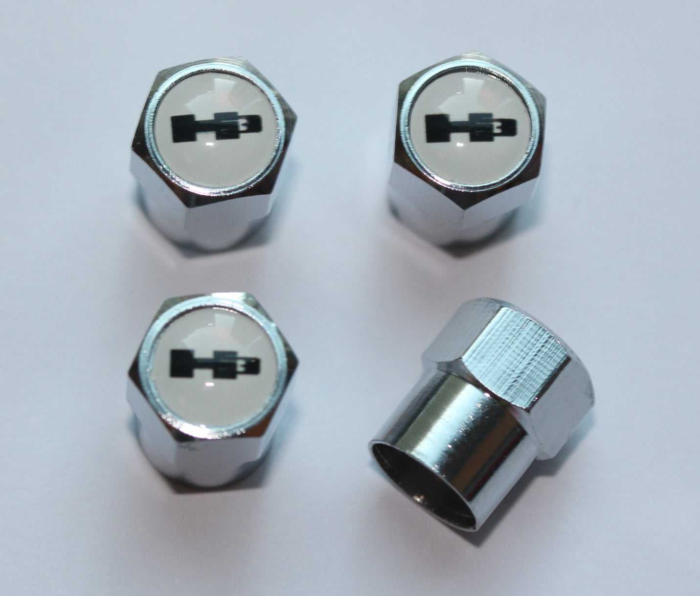 Hummer H3 White Tire Valve Caps - Plus Free Extra Cap
