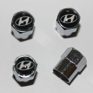 Hyundai Black & White Tire Valve Stem Caps