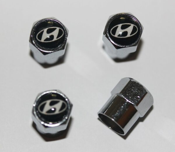 Hyundai Black & White Tire Valve Stem Caps